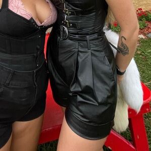 NWT Elizabeth and James High Waist Black Pleather Shorts